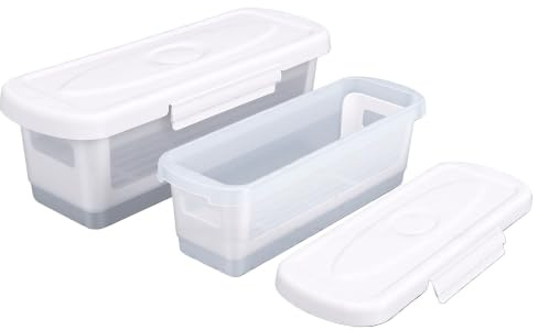 Oreilet Lot de 2 Bols à Pâte avec Couvercle, Bol à Panure sans Désordre et Récipient Stockage, Boîte à Shaker Pâte Poisson, pour la Cuisine, Aliments Frits Poulet Rondelles D'oignon