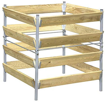 bellissa – Komposter für Garten 90x90x90cm (M) – Gartenkomposter in Holz-Metall Optik feuerverzinkt – Optimale Belüftung für schnelle Kompostierung – Nachhaltige Gartenlösung für Bio-Komposthaufen