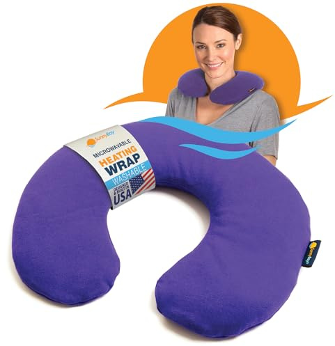 SunnyBay Microwave Heating Pad, Microwavable Heated Neck Pillow for Moist Hot Therapy, Heated Neck and Shoulder Wrap with Flax Seeds Filling and Washable Cover, Purple, 2.5 lbs,12x2x2