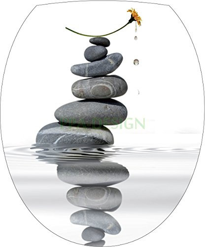 Sticker Autocollant Abattant WC Nature Galets Fleur 35x42cm SAWC0015