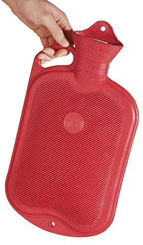 Wärmflaschesafe, Bettflasche, handlicher Gummigriff, gegen Rückenschmerzen, Menstruationsbeschwerden, Naturkautschuk, rot, 2l, 37 x 21 cm
