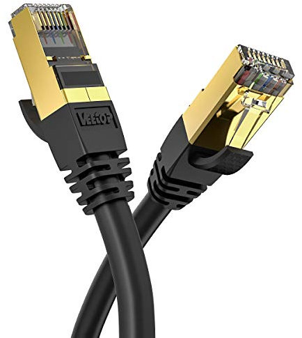 Veetop 10m/33ft CAT8 Ethernet Cable 40Gbps 2000Mhz High Speed Gigabit SFTP Lan Network Internet Cables with RJ45 Gold Plated Connector for Use of Smart Office Smart Home System iOT Gaming(1 Pack)