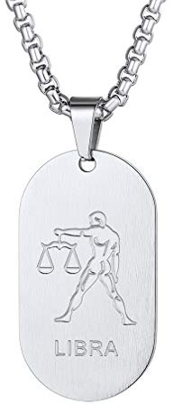 Custom4U Collier Signe Astrologique - Pendentif Médaillon/Plaque Zodiaque Acier Inoxydable (Boîte Cadeau)
