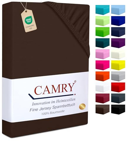 Camry Spannbettlaken 180x200cm - 200x200cm Dunkelbraun Baumwolle Bettlaken Jersey Spannbetttuch Oeko-Tex