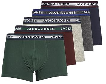 Jack & Jones Men's Jacoliver Trunks 5 Pack Boxer Shorts, Dark Gray Melange, M UK