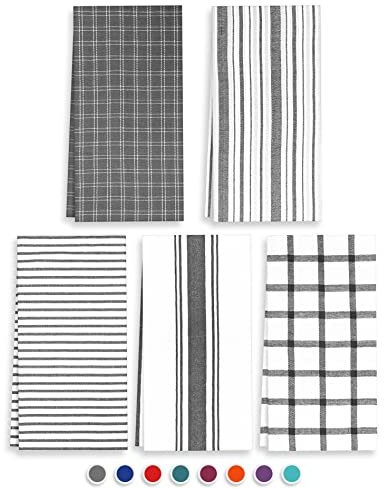 Trade Fountain Tea Towels - Pack of 5 Tea Towels for Kitchen Accessories - 50 X 70 CM Kitchen Towels - Extra Absorbent Dish Cloth - 100% Pure Cotton (GREY)