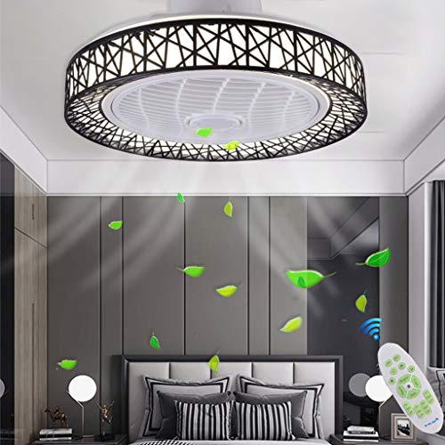 Plafonnier LED Ventilateur De Plafond Avec Éclairage LED Ventilateur Dimmable 46W Vitesse Du Vent Réglable Ventilateur De Plafond Silencieux Plafonnier Salon Chambre Chambre D'enfants Lustre,Noir