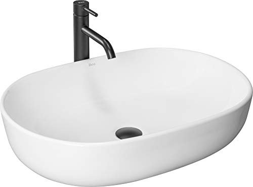 VBChome Waschbecken 59 x 42 Keramik Oval Waschtisch Handwaschbecken AUFSATZWASCHBECKEN WASCHSCHALE GÄSTE WC