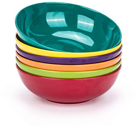 KOXIN-KARLU Cuencos de melamina, cuencos de pasta de 7.5 pulgadas, juego de 6 en 6 colores surtidos