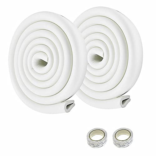 HIMRY KXD7003 - Protezione dei Bordi U-Forma, Antispigolo, in Schiuma, Per la Sicurezza dei Bambini, Extra spesso Bordi, Off-Bianco (Off-White), 4 Metri (2 x 2 m)