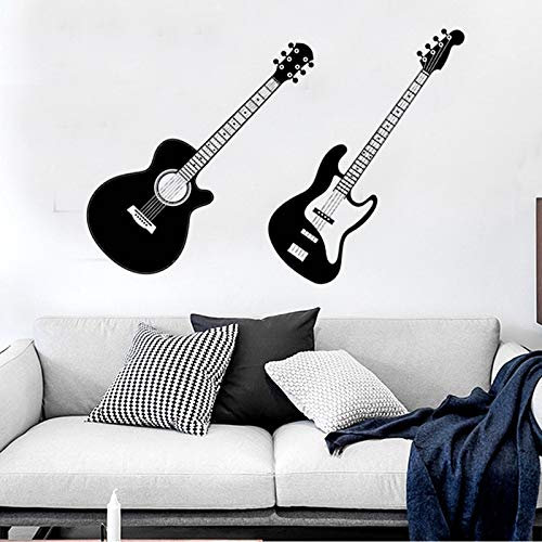 Zdklfm69 WandSticker Wandtattoos Gitarre Moderne Mode Dekoration Musiker Musik Wohnzimmer Hintergrund Wandbild Tapete Wohnkultur 136x84cm