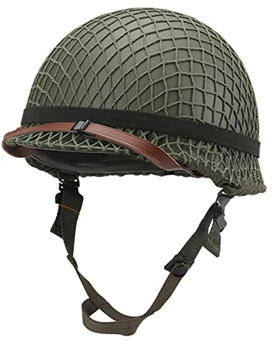 SYLPHID Outdoor Green WW2 US M1 Helm Stahlfeld mit Netzabdeckung Katzenaugengürtel