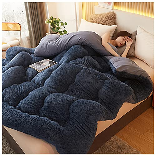YRRA Duveteux Couette, Épaissir Consolateur Couverture d'hiver en Cachemire d'agneau Épaissi Couette De Lit Doux Et Chaud Literie,Bleu,120x150cm（1kg）