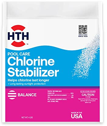 HTH 67061 Swimming Pool Care Pool Care Stabilizer, Swimming Pool Chemical Helps Chlorine Last Longer, Sunlight Protection, 4 Lbs