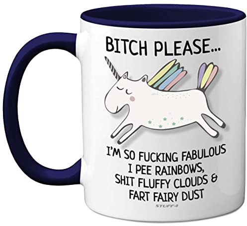 Stuff4 Bitch Please I'm So Fabulous Unicorn Mug, Funny Gifts for Women | 11oz Ceramic Navy Blue Handle Mugs, Birthday Present, Tea Sets for Adults, Unicorn Gifts, Christmas, Your Best Friend