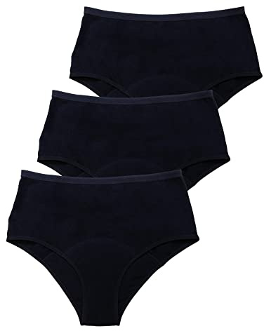 MYLILY® Periodenunterwäsche I Bio-Baumwolle I Periodenunterwäsche auslaufsicher I Nachhaltig & waschbar I Inkontinenz I Schwangerschaft & Wochenbett geeignet (3x High Waist Schwarz, L)