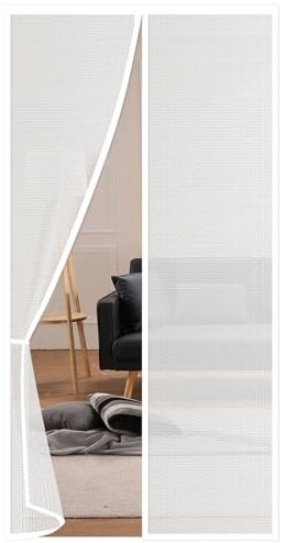 Risareyi Magnet Wärmeschutzvorhang für Türen 120x120cm, Isolierter Turvorhang Thermo Kalteschutz Klimaanlage Fliegenvorhang Winddicht für Tür Fenster Balkontür Automatisches Schließen Weiß