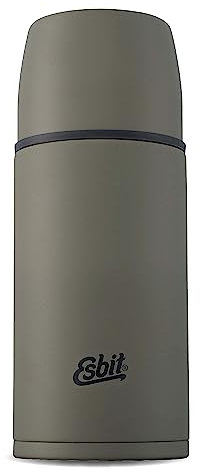 Esbit Classic Isolierflasche 1L - Thermoskanne für warm & kalt - Thermosflasche mit 2 Bechern - Trinkflasche Edelstahl - Auslaufsicher - Edelstahl, Olivgrün