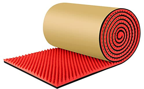 HARICSET 3cm Dick Schaumstoffplatte Akustikschaumstoff Fliesen Keil Wedge Dämmung Wanddeko Noppenschaumstoff Breitbandabsorber Decke Foam Feuerhemmend(Color:Rot)