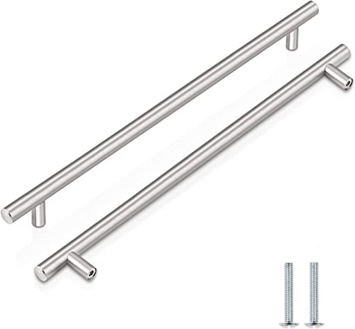 CCHONG 2 Pack Kitchen Cupboard Handles Stainless Steel Kitchen Door Handles Brushed Cabinet Handles Wardrobe Drawer (2 Pack Silver, Hole Centre 192mm)