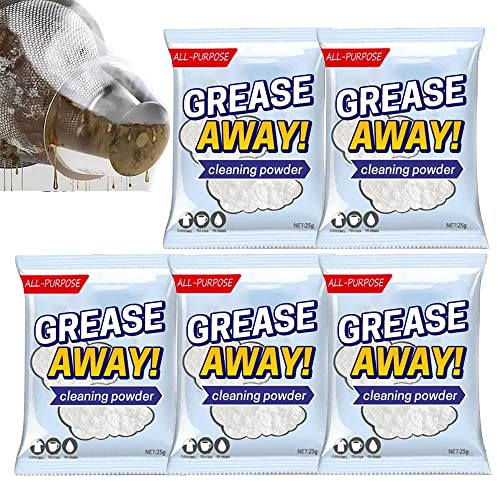HABOHUSE All Purpose Grease Away Cleaning Powder, 2024 New Grease Away Powder Cleaner, Kitchen Decontamination Powder Cleaner Kitchen Oil, Stainless Steel Cleaning Powder Stain Remover (5Pcs)
