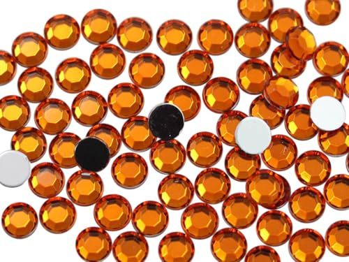 Allstarco 15 mm orangefarbene Hyazinthe H125 flache Rückseite Acryl Strasssteine Cosplay Kunststoff Edelsteine Verzierungen Schmuckherstellung Handwerk Scrapbooking Kostüm Juwelen - 50 Stück