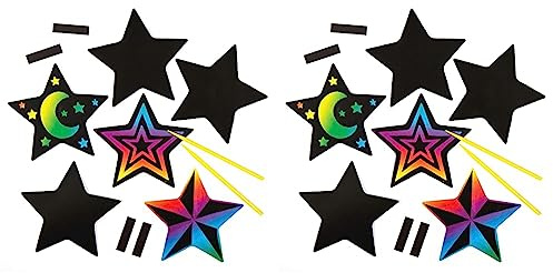 Baker Ross Bastelsets mit sternförmigen Kratzbild-Magneten für Kinder zum Basteln und Verzieren zu Weihnachten – Kreatives Bastelset für die Weihnachtszeit (10 Stück) (Packung mit 2)