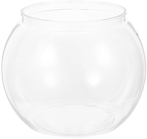 Glass Goldfish Bowl Fish Bowl Plastic Transparent Round Fish Tank Desktop Small Aquarium Clear Bubble Bowl Goldfish Turtle Tank Hydroponic Planter Container Round Terrarium Bowl