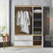 [en.casa] Armario Ropero Práctico Armario Dormitorio con 4 Puertas 1 Perchero 6 Compartimentos 2 Cajones Fácil de Limpiar MDF 176 x 80 x 52 cm - Efecto Roble y Puertas Blancas