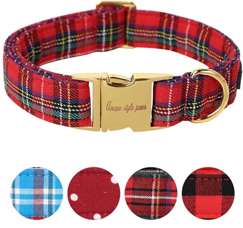 Unique style paws Collier pour chien - Cadeau pour animal de compagnie - Collier réglable doux et confortable à carreaux pour chiens de petite, moyenne et grande taille