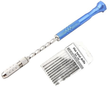 LUOFANG Perceuse hélicoïdale Manuelle, 10 pièces, Mini forets hélicoïdaux, Ensemble d'outils pour résine époxy, Artisanat d'art, Porte-clés, Fabrication de Bijoux