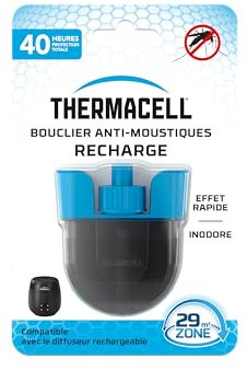 THERMACELL Recharge Liquide Anti Moustiques et Moustiques Tigres - Protection Efficace 29m² - Compatible avec Boucliers - Durée 40h - Inodore