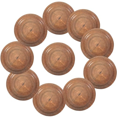 PRETYZOOM 10pezzi Piatti Di Carta Legno Piatti Usa e Getta Per Feste e Antipasti Pratici e Sicuri Per Eventi e Picnic