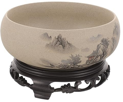 Kisangel Keramik Pflanztopf Für Bonsai Dekoratives Pflanzgefäß Für Hydrokultur Chinesische Vase Keramik-blumentopf Mit Standfuß Für Innenbereich Pflanzschale Für Lotus