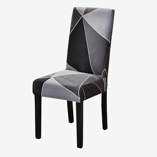 Stuhlhussen 6er Set Graue Geometrie Stretch Stuhlbezug,Abnehmbare Waschbar Stuhlhussen Schwingstühle, Hussen Für Stühle,Spandex Stuhlbezüge ​Für Hotel, Küche