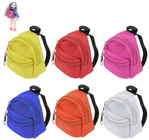 HOMURY Lot de 6 sacs à dos miniatures, sacs d'école, accessoires scolaires, mini sacs à dos, modèle de sac à dos décoratif, accessoires de décoration, mini poupées (8 x 7 cm, multicolore)