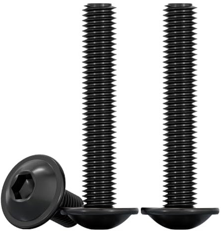 Drenky Flanged Button Head Screws M6 X 40mm 20 Pack Socket Flanged Button Screws 304 Stainless Steel Black Hexagon Socket Pan Head Screw Fully Thread Machine Screw, Rustproof