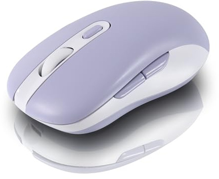 Kabellose Maus, leise, Tri-Modus, Bluetooth, mit 6 Tasten, tragbare Lademaus, ergonomisches Design, 800 – 1200 – 1600 DPI verstellbar, für Laptops, iPad PC (violett)
