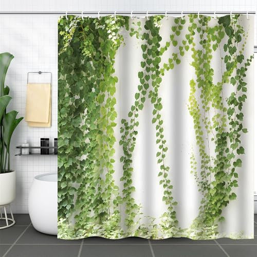 FAIRYGATE Duschvorhang Schimmelresistent Vorhang Dusche Duschvorhang Set Wasserdicht Modern Badewanne Bathroom Curtain Schnell Trocknende mit 12 Duschvorhängeringen Grüne 180x180cm B9620