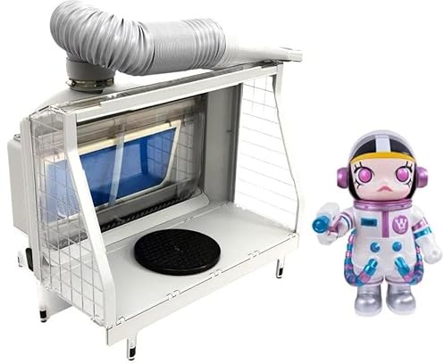 Modell Lackierwerkbank, Spritzlackierwerkbank mit Wasserwand & 3 LED-Lichtleisten， Portable Lackierkabine Kit für die Herstellung von Modellen, Spielzeug und anderen kleinen Handwerken