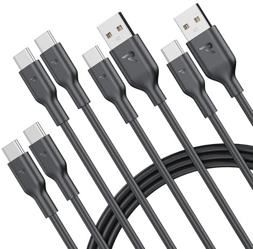 RAMPOW Cable USB C, [4Pack 1M] 2 Vers USB C & 2 USB Vers C Charge Rapide PD3.0, Pour iPhone 16/15, Macbook, iPad, Samsung - Avec Puce E-Mark