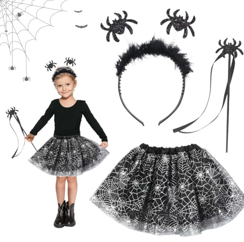 XLZJYIJ 3pz Costume Strega Bambina, Ragazza Vestito Strega Halloween, Vestito Strega Carnevale Bambina con Fascia per capelli e bacchetta magica per Festa Halloween Carnevale Cosplay