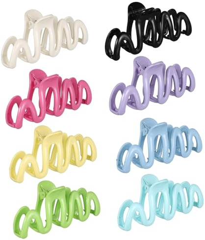 BELLIFFY 8piezas Pinzas Cabello Onduladas Color Frutal Para Mujeres y Niñas Diseño De Garra Para Cabello Grueso Para Peinar Mechones Largos y Gruesos