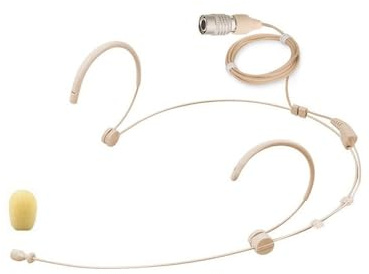 Genérico Micrófono de Diadema Omnidireccional,para Audio Technica transmisor de Bolsillo inalámbrico, con Mini Conector Hirose 4 Pines (HRS), Color Beige
