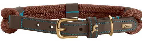 HUNTER Malia Hundehalsband | aus geschmeidigem Tau & robustem Leder, leicht, strapazierfähig, Made in Germany, Farbe: Schokobraun/Dunkelbraun, Größe: 40