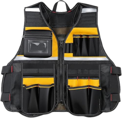Zghhc Gilet per Attrezzi Multifunzionale Gilet per Attrezzi Gilet con Cerniera Ad Alta visibilità Gilet per Attrezzi Regolabile Gilet per Attrezzi Funzionale con Tasche