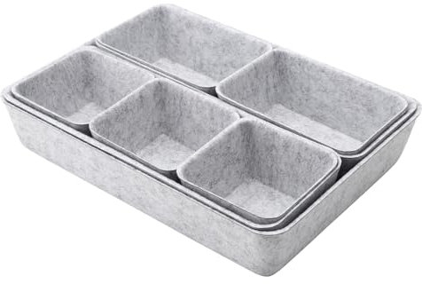 DAWRIS 8 Stück Schubladen Ordnungssystem Filz Organizer, Stapelbar, 4 Größen, Grau, für Schreibtisch, Kommode, Kleiderschrank und Schließfach
