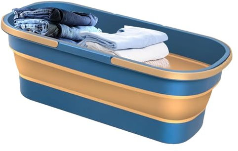 Cubo de Limpieza Plegable | Cubo Plegable para fregona con Ruedas y 2 Asas,Cubo de Limpieza Multiusos Rectangular portátil de 12 l/3,17 galones, práctica Cesta para Limpieza de casa y Coche