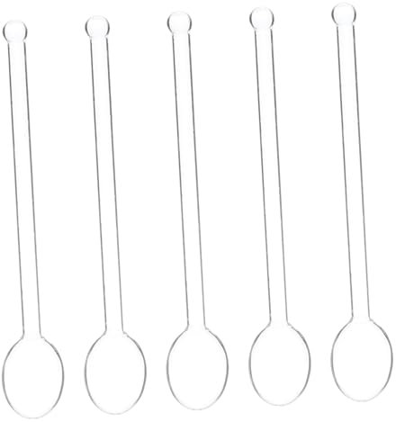 MOTHNUR 5pezzi Cucchiai Per Caffè e Dessert Da Cucchiai Da Mischiare Borosilicato Accessorio Elegante Per Caffè Tè e Dessert e Riutilizzabile