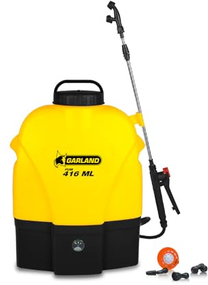 GARLAND FUM 416 ML-V23 - Pulverizador Mochila batería 16L, fumigadora batería Litio 12V 12Ah, Lanza y 4 boquillas, Sistema TSS, autonomía 7h, voltímetro, Recargable